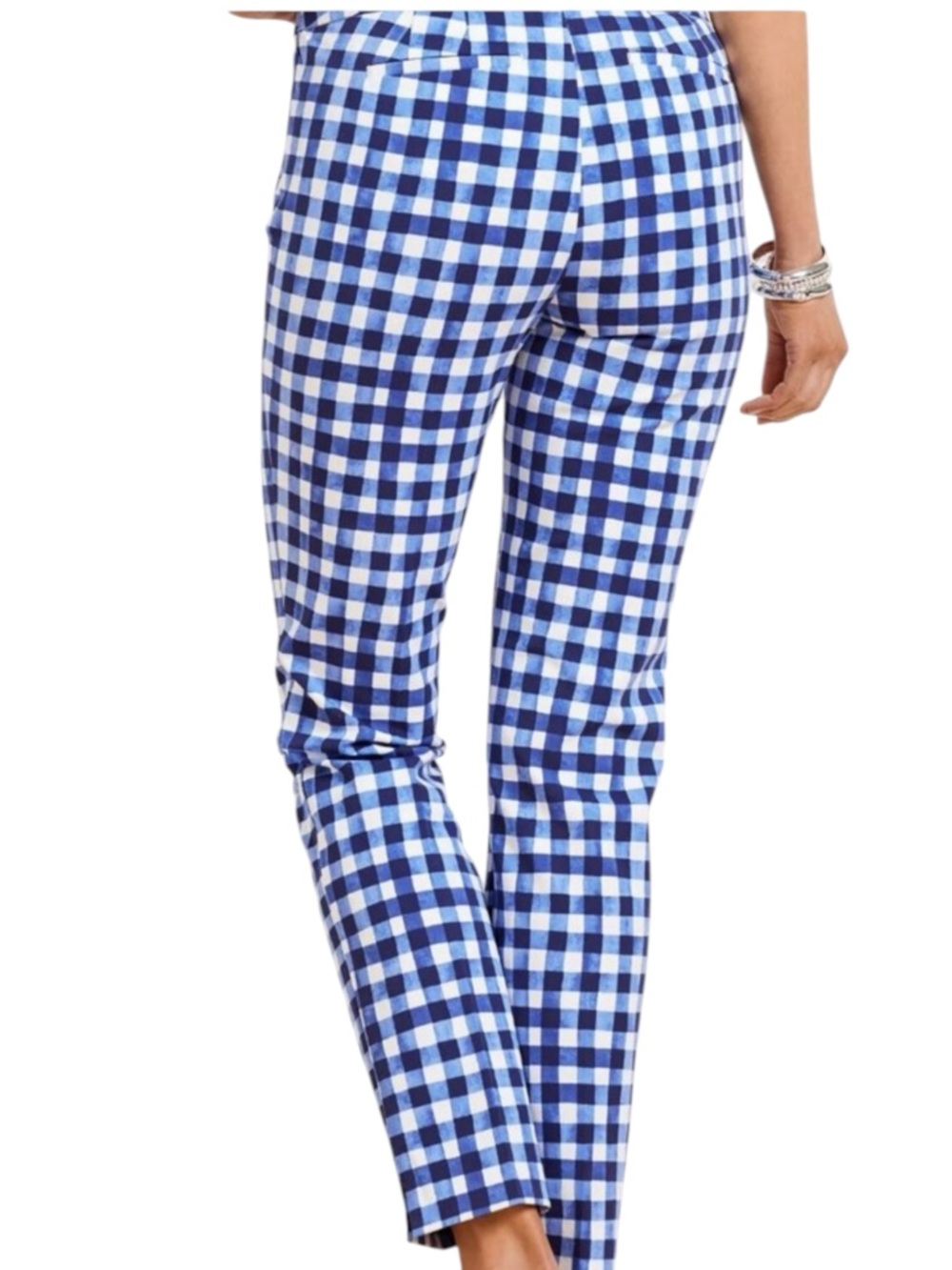 TALBOTS Chatham Gingham Ankle Pants in Navy / White Size 8 — SUMMER STAPLE! - Picture 2 of 9